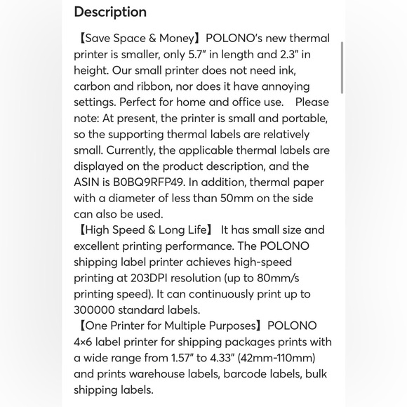 New Open Box Polono Portable Thermal Printer A400 Bluetooth Computer Printer . - Picture 9 of 10